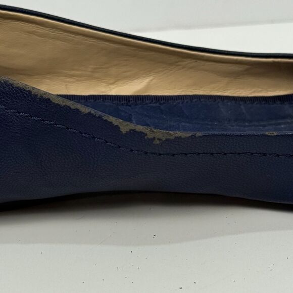 Nine West Ballet Flats Navy Blue Faux Leather Slip On Buckle Accent 9 M‎ Lyrical - Picture 8 of 10